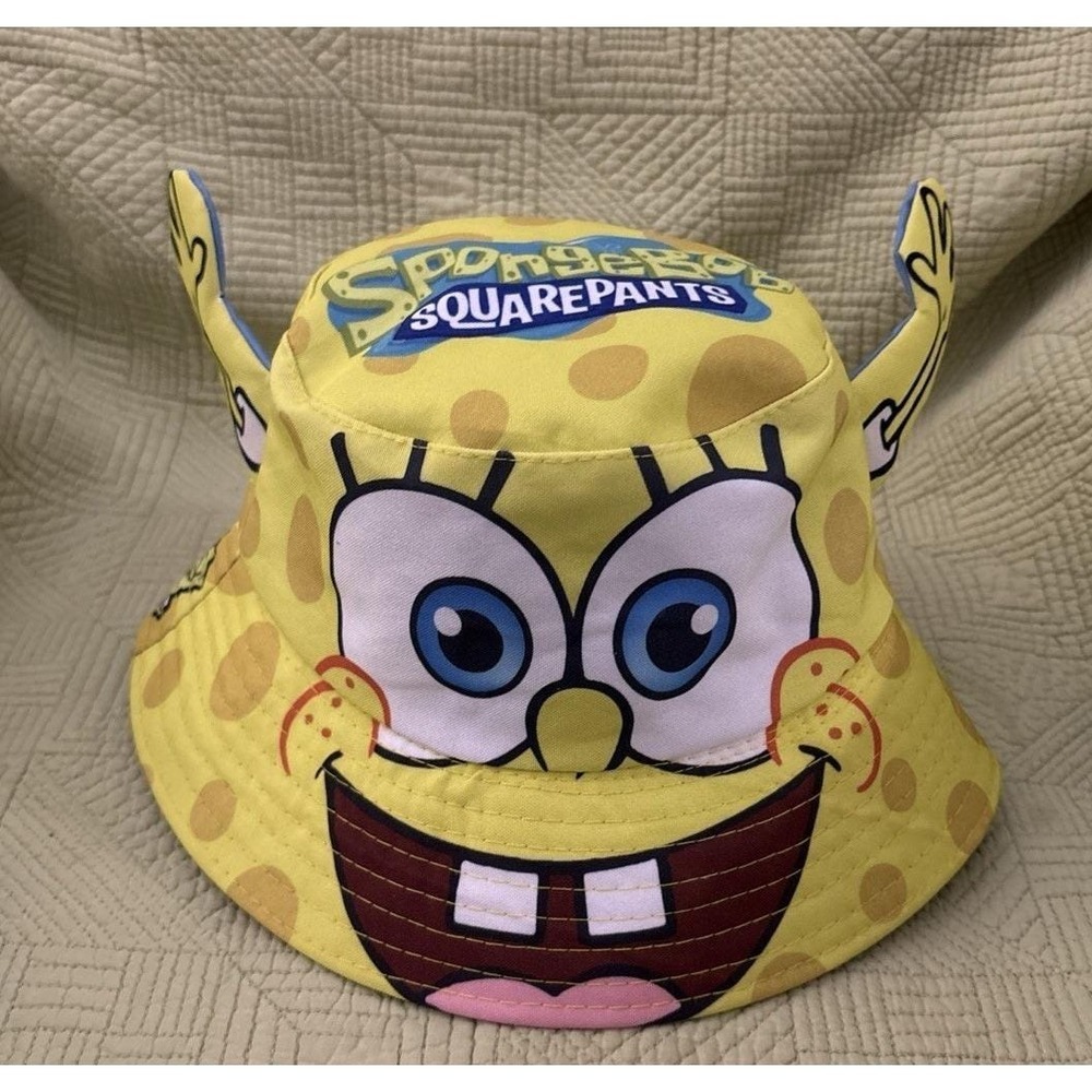 SpongeBob SquarePants Yellow Kids Unisex Large  Bucket Hat Cap w/ Arms On Top